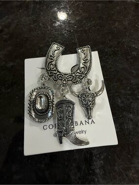 Silver Western Charm Brooch Cluster